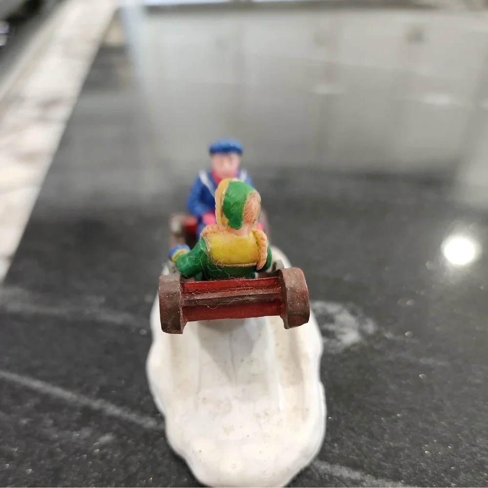 Lemax Village Collection Figurines Kids Toboggan & Up Down Set of 2